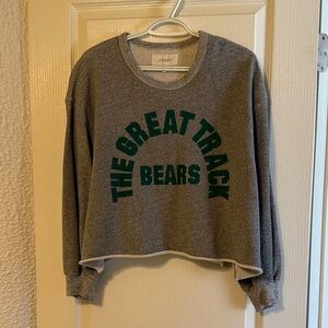 THE GREAT. Gray and Green Crewneck Sweater